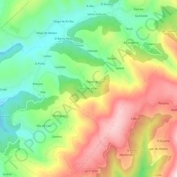 Castro de Abaixo topographic map, elevation, terrain