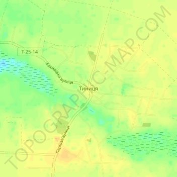Tynytsia topographic map, elevation, terrain