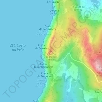 O Facho de Donón topographic map, elevation, terrain