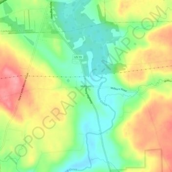 Millburn topographic map, elevation, terrain