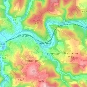 Frankenthal topographic map, elevation, terrain