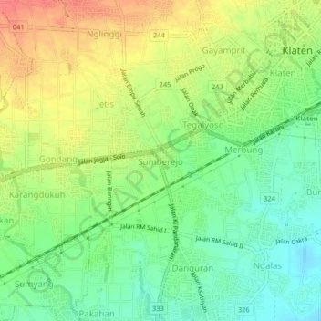 Sumberejo topographic map, elevation, terrain