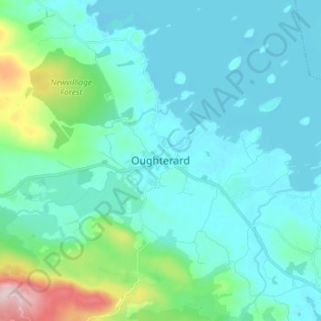 Oughterard topographic map, elevation, terrain