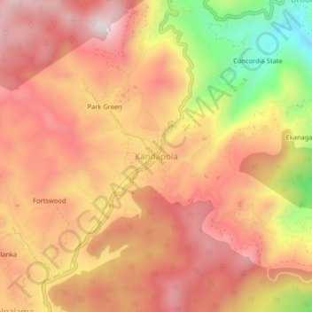 Kandapola topographic map, elevation, terrain