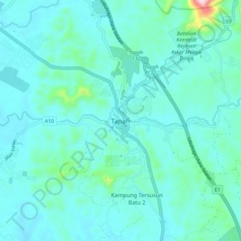 Tapah topographic map, elevation, terrain