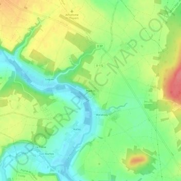 Praillon topographic map, elevation, terrain