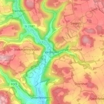 Veilbronn topographic map, elevation, terrain