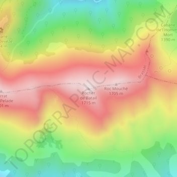 Rocher de Batail topographic map, elevation, terrain