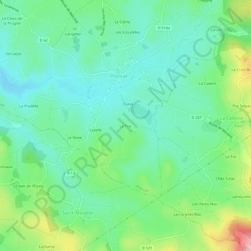 Le Puy topographic map, elevation, terrain