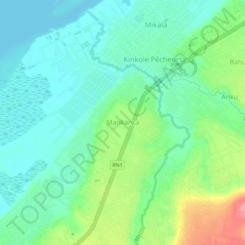 Mankanza topographic map, elevation, terrain
