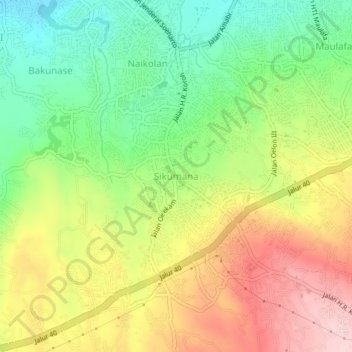 Sikumana topographic map, elevation, terrain