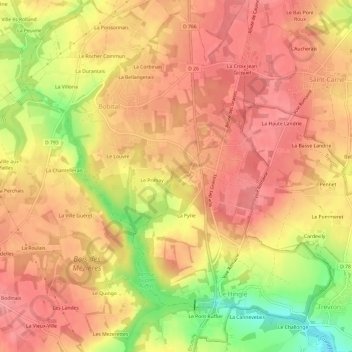 Kergoat topographic map, elevation, terrain