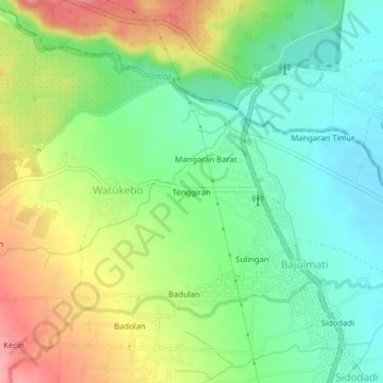 Tenggiran topographic map, elevation, terrain