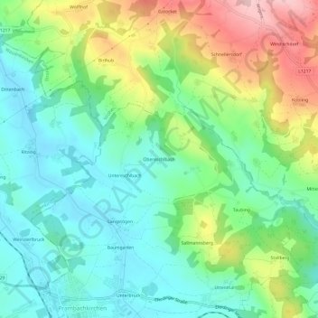 Obereschlbach topographic map, elevation, terrain