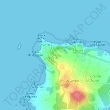 Sineiro topographic map, elevation, terrain