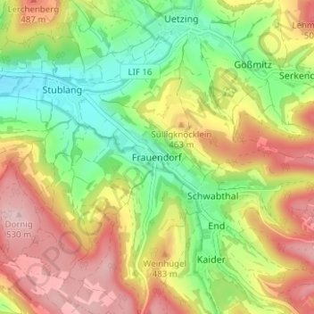 Frauendorf topographic map, elevation, terrain