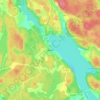Laxne topographic map, elevation, terrain