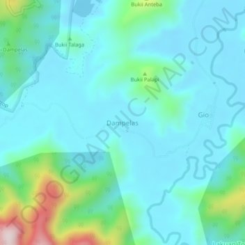 Dampelas topographic map, elevation, terrain