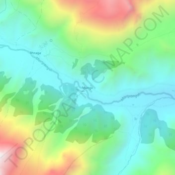 Mungii topographic map, elevation, terrain