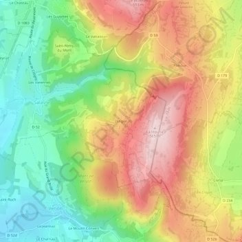 Dingier topographic map, elevation, terrain