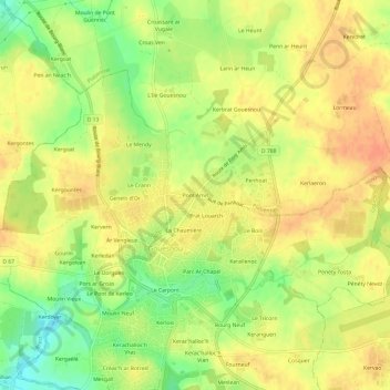 Pont Amis topographic map, elevation, terrain