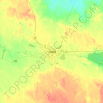 Piippola topographic map, elevation, terrain