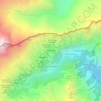 Alpe Andolla topographic map, elevation, terrain
