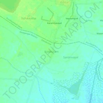 Kodikulam topographic map, elevation, terrain