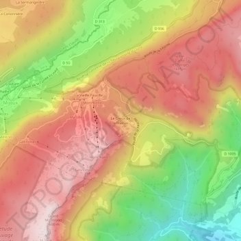 Le Creux de la Mainaz topographic map, elevation, terrain