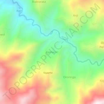 Kamagiri topographic map, elevation, terrain