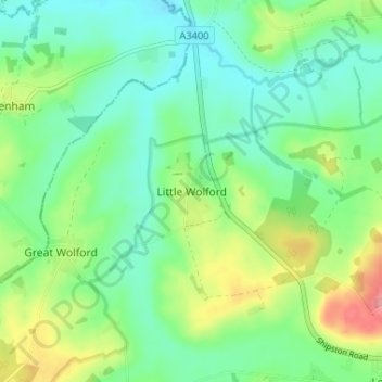 Little Wolford topographic map, elevation, terrain