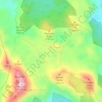 Gornji Vršanj topographic map, elevation, terrain