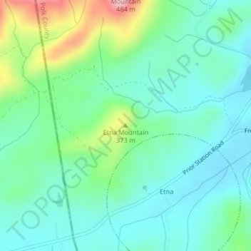 Etna Mountain topographic map, elevation, terrain