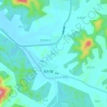 Nim Tsuen topographic map, elevation, terrain