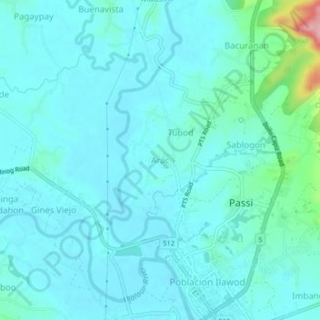 Arac topographic map, elevation, terrain