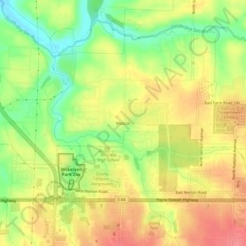 Mascot topographic map, elevation, terrain