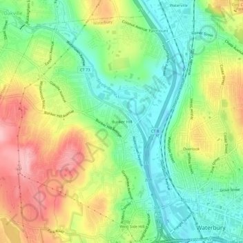 Bunker Hill topographic map, elevation, terrain