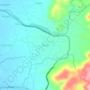 Tay-ac topographic map, elevation, terrain