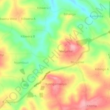 Nagana topographic map, elevation, terrain
