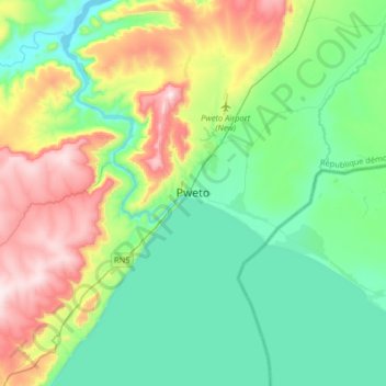 Pweto topographic map, elevation, terrain