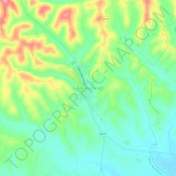 Fubine Monferrato topographic map, elevation, terrain