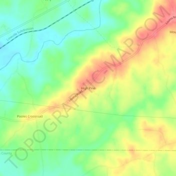 High Pine topographic map, elevation, terrain