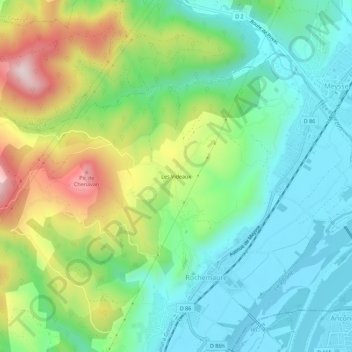 Les Videaux topographic map, elevation, terrain