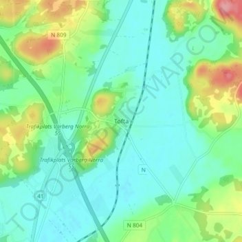Tofta topographic map, elevation, terrain