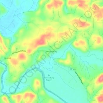 Warrensburg topographic map, elevation, terrain