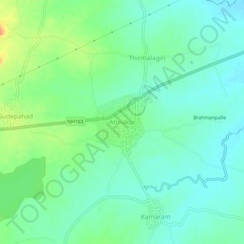 Atmakur topographic map, elevation, terrain