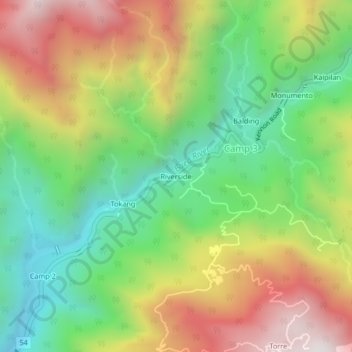 Riverside topographic map, elevation, terrain