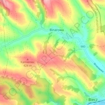 Pola topographic map, elevation, terrain