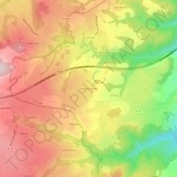 Les Raynauds topographic map, elevation, terrain