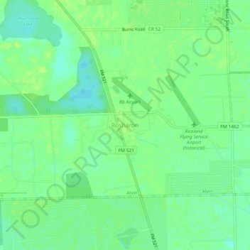 Rosharon topographic map, elevation, terrain